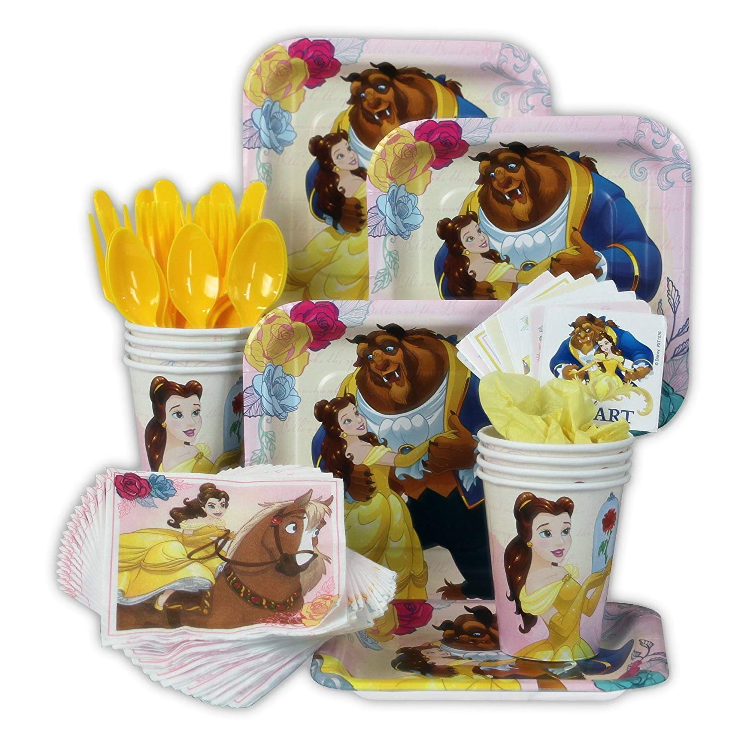 Beauty and the Beast Party Pack Seats 8 Napkins, Plates, Cups