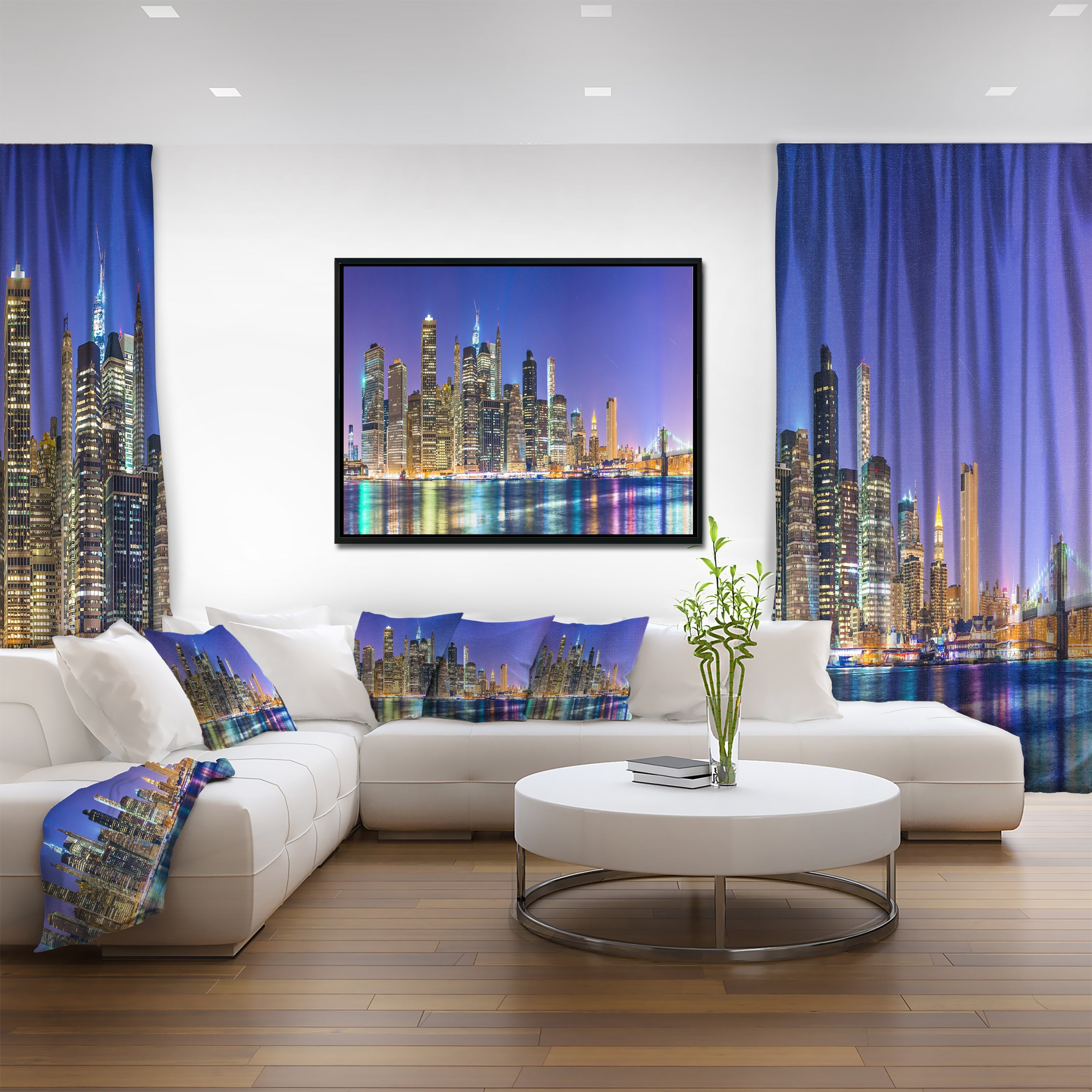 Design Art New York Cityscape Panorama Framed Canvas Art Print