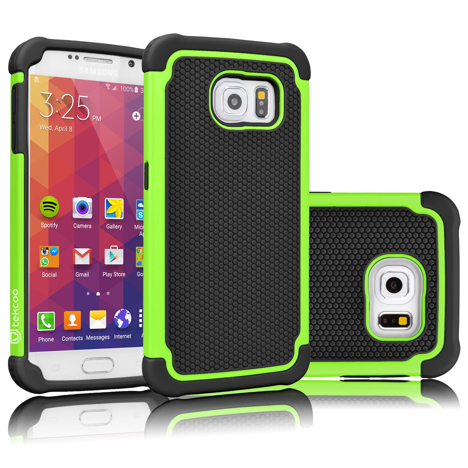 Galaxy S7 Case, Samsung S7 Cover, Tekcoo [Tmajor] [Green/Black] Shock Absorbing Hybrid Rubber