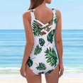 thumbnail image 4 of CALAFEBILA Women One-Piece Swimwear Summer Printed Mother's Day Shorts Bottom Sexy Strapless Sport Yoga Bikini, 4 of 7
