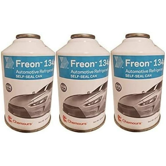 Chemours Brand R134a Refrigerant Freon for MVAC use in a 12-Ounce Self-Sealing Container (3 Pack)