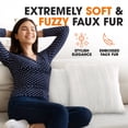 thumbnail image 4 of Cheer Collection Faux Fur Throw Pillows 16" x 16", Set of 2 - White, 4 of 5