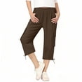 thumbnail image 2 of GHNJK Girls' Cargo Capri Pants with Drawstring Cuffs Elastic High Waist Casual Trousers for Summer, 2 of 7