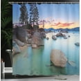 thumbnail image 4 of Ambesonne Nautical Shower Curtain, Romantic Lake Sunset, 69"Wx75"L, Blue Grey, 4 of 5