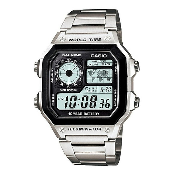 Reloj CASIO AE-1200WHD-1AVCF World Time 5 Alarmas-Acero plateado 45 mm Casio AE-1200WHD-1AVCF