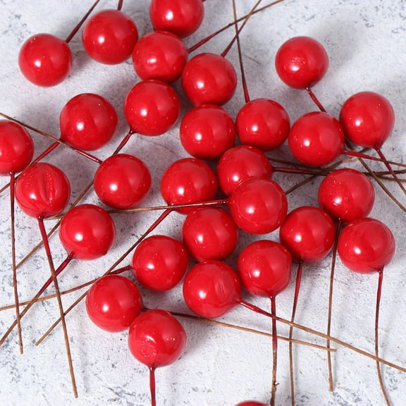HAKIDZEL 100Pcs Red Christmas Berries Artificial Berry Ornament For Holiday Event