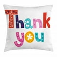 thumbnail image 1 of Thank You Throw Pillow Cushion Cover, Floral Ornamental Lettering Polka Dots Geometric Waves Hearts Smileys Stripes, Decorative Square Accent Pillow Case, 20" X 20", Multicolor, by Ambesonne, 1 of 2