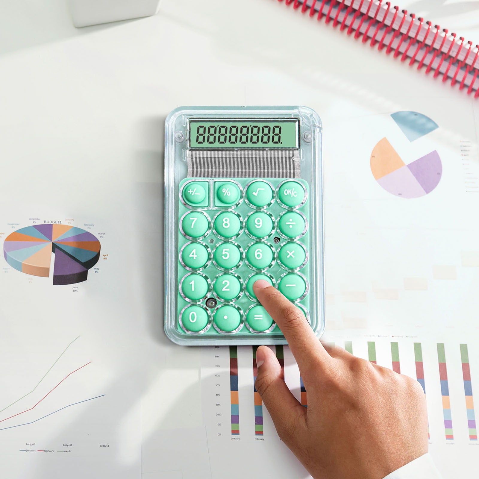 2-6Pcs 3x2 Inch Back-to-School Supplies Calculator Mechanical Switch Calculator Desktop 8 Digits - with Big Buttons LCD Display for School Home Office, Handheld Mechanical Calculator for Students