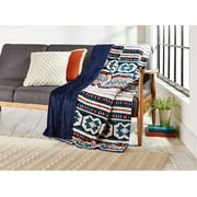 Better Homes & Gardens Oversized Velvet Plush Throw Blanket, 50" x 70", Aztec Stripe