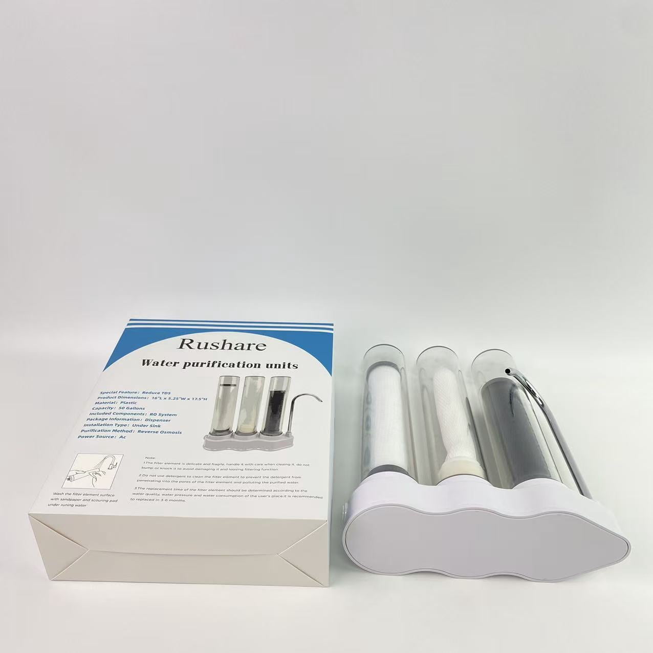 Rushare Water purification units, High Capacity Under Sink 5-Stage Reverse Osmosis Water Filter, Drinking System, Brushed Nickel Faucet