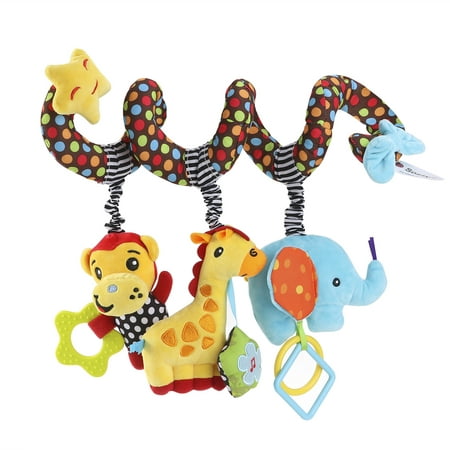 Baby Stroller Wrap Around Toys Infant Car Seat Activity Spiral Bed Monkey Elephant Educational Plush