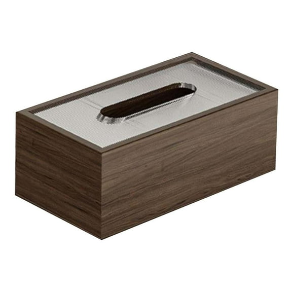 Tissue Box Cover Holder Wooden Home Organizer Facial Tissue Paper Box Cover Rectangle Storage Box for Office Vanity Countertop Decorative