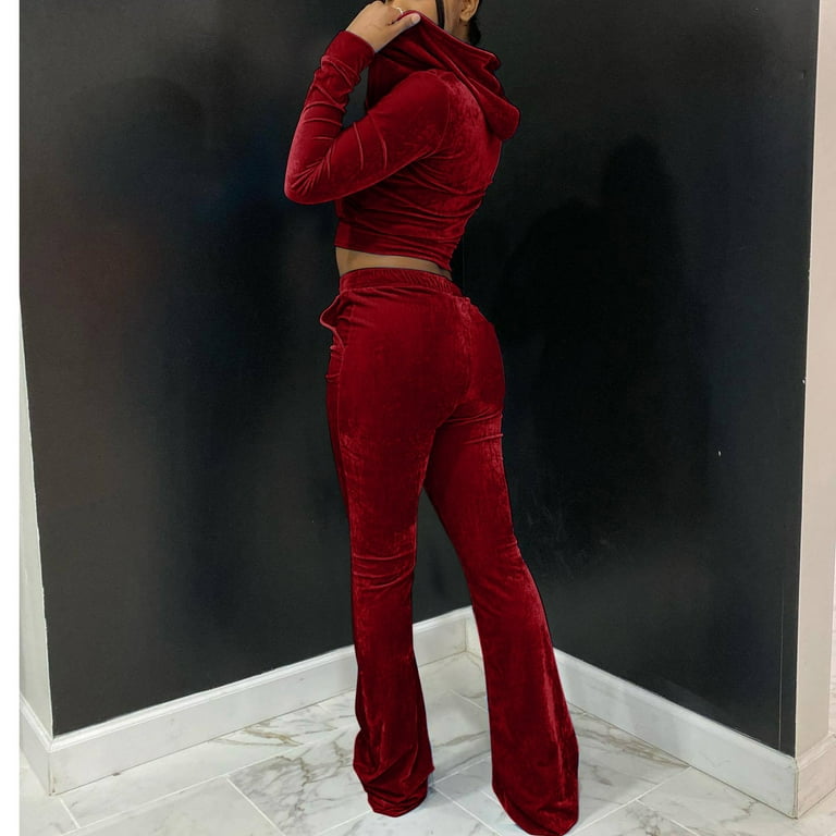 Fanxing 2025 Clearance Women's Velour Tracksuits Set Y2K Outfits