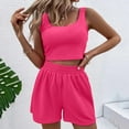 thumbnail image 2 of Ogiraw Two Piece Sets for Women Two Piece Outfits Women Summer Shorts Sets 2 Piece Sleeveless Matching Crop Top and High Waisted Shorts Pink, 2 of 8