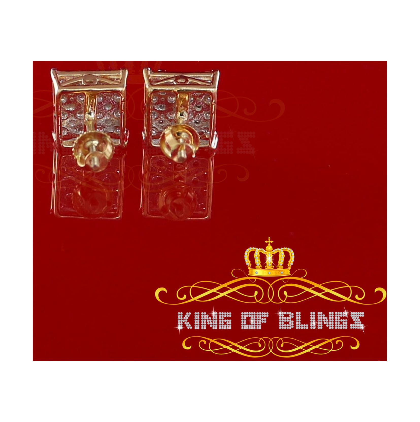 King of Bling's 10K Real Yellow Gold with 1.00CT Real Diamond Men's/Women's Stud Square Earrings