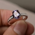 thumbnail image 2 of Wedding Ring Alexandrite Ring Oval Cut Gems Color Changing Gemstone June Birthstone Sterling Silver Ring, 2 of 3