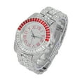 thumbnail image 2 of Men's Hip Hop Silver Red Plated Iced Style Baguette CZ Watch Luxury Fashion Analog Fashion Wristwatch, 2 of 3