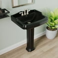 thumbnail image 2 of Dynasty 26 3/4 in. Tall Black Vitreous China Rectangular Pedestal Combo Bathroom Sink with Overflow and 3 Faucet Holes, 2 of 9