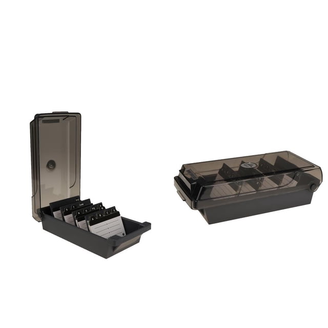 KLKCMS 2X 9.65x5.04x2.95inches Business Card Holder Box Business Card File Card Storage