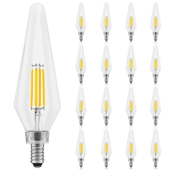 Luxrite E12 Candelabra LED Light Bulbs, 2700K, Dimmable, 4.5W, 500 Lumens, HX10.5 Glass, Wet Rated, UL Listed 16 Pack