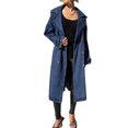thumbnail image 3 of Women Denim Long Coat Buttons Classic Denim Collared Jacket, 3 of 4