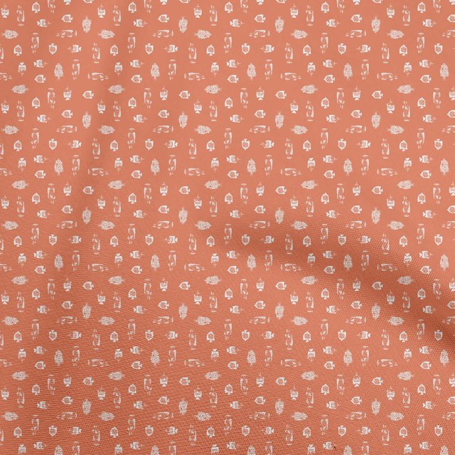oneOone Rayon Orange Fabric Fish Fabric For Sewing Printed Craft Fabric By The Yard 56 Inch Wide