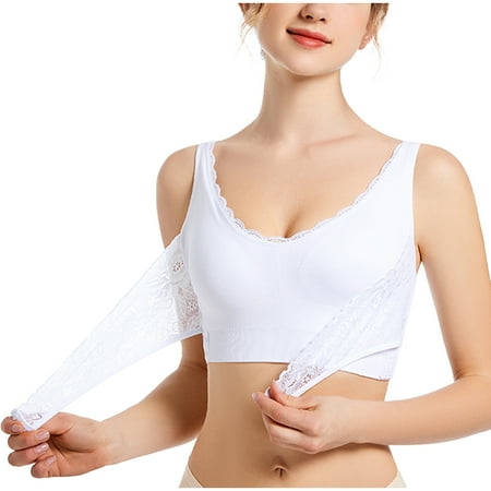 Tumotour Full Coverage Bra For Women Traceless Gathering Cross Side Openings Front Push Up Sleeping Nursing Bra Seamless Shock-Absorbing Sports Wireless Yoga Vest Bra