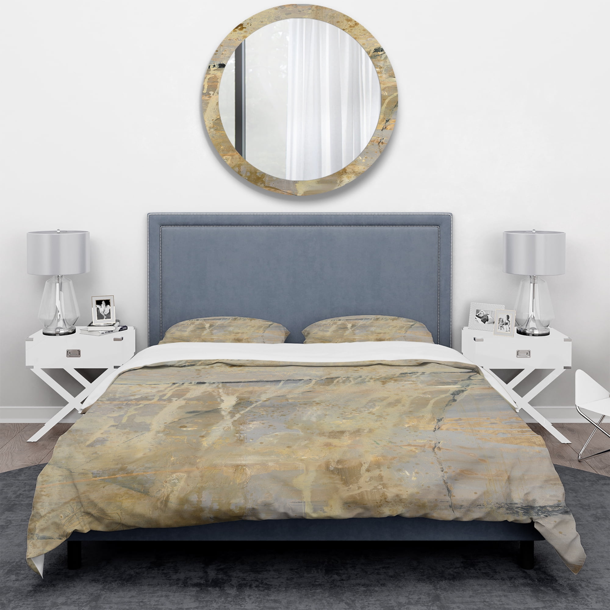 Designart 'Geometric Cream Block II' Geometric Duvet Cover Set