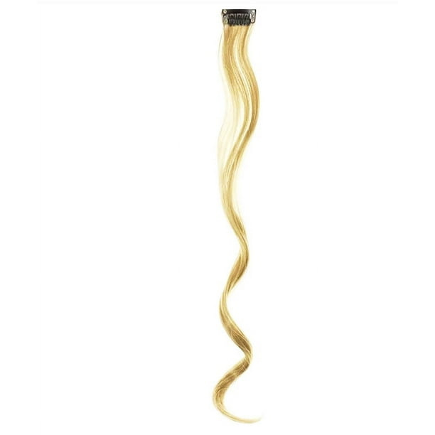 Zhuge Extensiones de cabello de colores, 12 piezas, 18 pulgadas, extensiones de cabello con clip, mechas largas, onduladas, sintéticas, color lino dorado