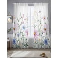 thumbnail image 3 of Pink Blue Spring Floral Semi Sheer Curtains 84 Inch Length 2 Panels Set, Watercolor Elegant Botanical Sheer Kitchen Curtain Privacy Voile Window Curtain for Living Room Bedroom Rod Pocket Drapes, 3 of 7