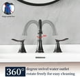 thumbnail image 6 of Hefilesy 2-Handle 8 inch Widespread Bathroom Sink Oil Rubbed Bronze Lavatory 3 Hole 360° Swivel Vanity Sink Basin Faucets with  for Pop Up Drain Assembly and cUPC Water Supply Hoses, 6 of 6