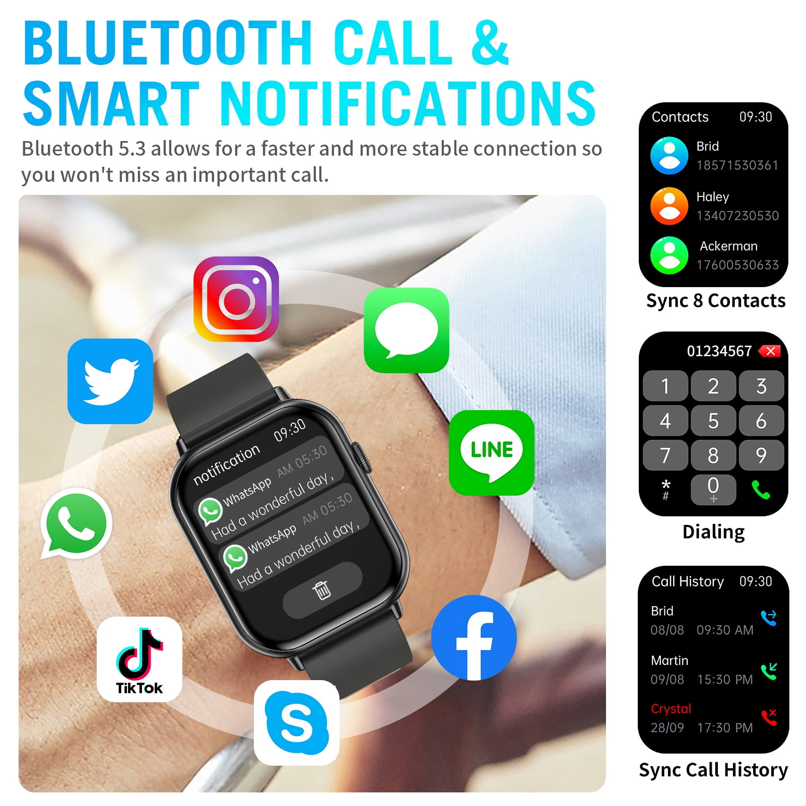 2026 NEW Smart Watch, 2.01'' HD Screen SmartWatch for Men Women , Answer/Make/Message, 100+ Sports Modes, IP67 Waterproof Compatible with Android and iPhone