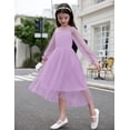 thumbnail image 3 of Arshiner Girls Dresses Contrast Mesh Long Sleeve Twirly High Low Birthday Party Formal Dress, 3 of 6