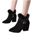 thumbnail image 2 of Women's Booties, Pointed Toe Suede Ankle Boots with Chunky Heel and Rhinestone Detail for Fall Winter Fashion, 2 of 6