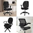 thumbnail image 2 of FKELYI 4 Pcs Office Chair Covers Set Black Marble Texture Print Removable Computer Chair Slipcovers with Arm Rest Covers Anti-Dust Furniture Protector for Swivel Chair Armchair, 2 of 7