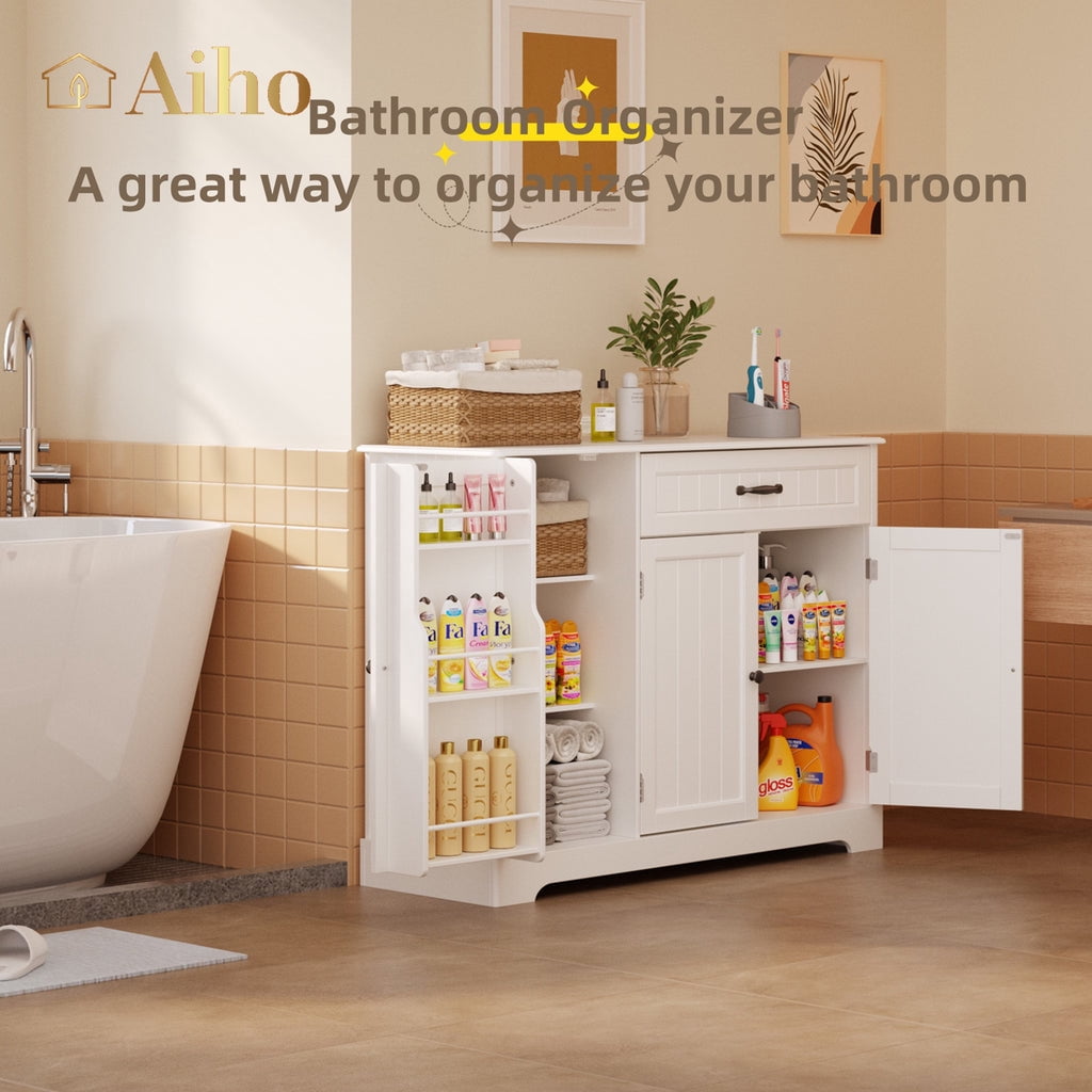 Aiho Kitchen Pantry Cabinet with Doors and Shelves, Coffee Bar Cabinet with Storage, Sideboard Buffet Cabinet for Kitchen, Dining Room, Living Room - White