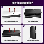for PS5 Slim Console Faceplate Cover, Custom Replacement Skin Case ABS Cover Plates Side Shell for PS5 Slim Disc Edition (Black)