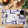 thumbnail image 2 of Modern Geometric Blue Placemats Set of 12 Abstract Minimalist Artwork Lines Place Mats Indoor Wipeable Table Mats Washable Cloth Dining Table Placemats for Kitchen Holiday Party Home Decor 13x19 Inch, 2 of 9
