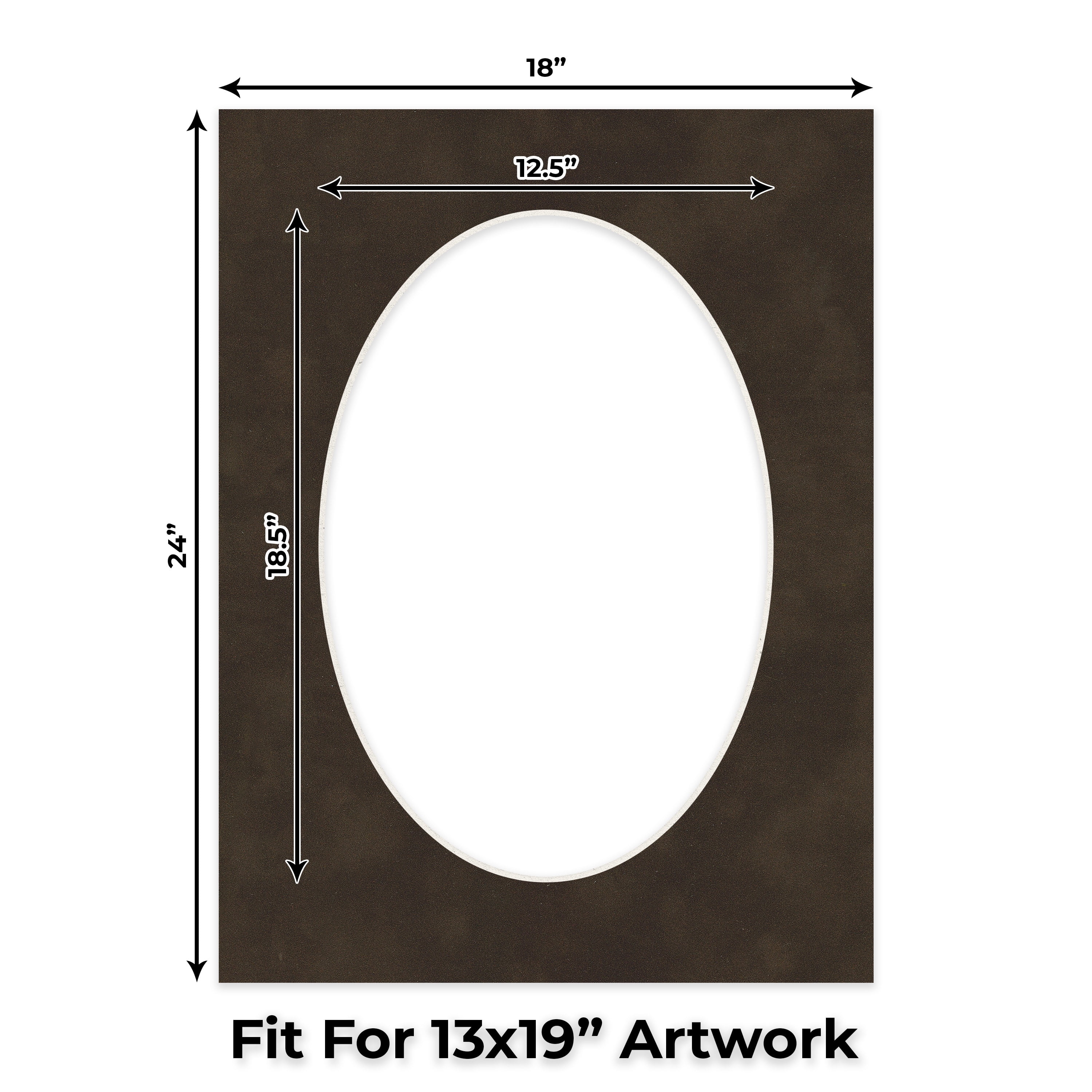 Brown Suede Picture Frame Mat for 18x24 Frames - Oval Opening for 13x19 Photos - 10 Mats