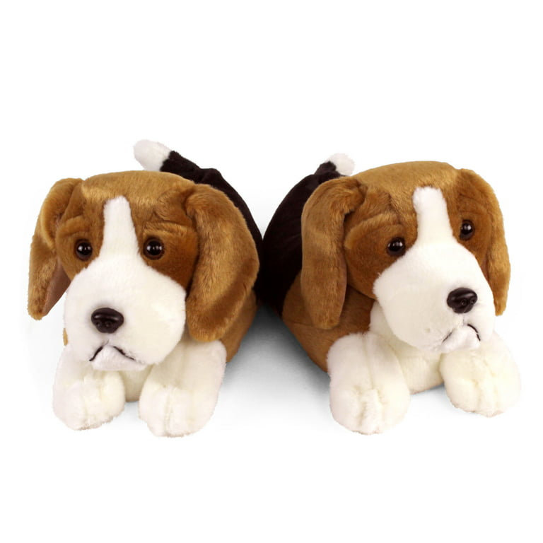 Beagle Slippers Plush Brown Dog Slippers - Adult / One Size by Everberry -