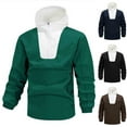 thumbnail image 2 of Men's Half Zip Color Block Hoodies Stylish Loose Stand Collar Outerwear Pullover Outdoor Casual Sports Coat, 2 of 4