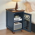 thumbnail image 3 of Narrow Side Table Set of 2 with Glass Door, Night Stand with Adjustable Shelf Storage Cabinet Organizer, Bedside End Tables for Small Spaces Living Room Bedroom, Blue, 3 of 8