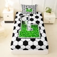 thumbnail image 3 of Erosebridal Gradient Green Letter Monogrammed L Twin Sheet Sets 3pcs for Teens,Sport Soccer Hexagon Bedding for Boys Girls,Super Cozy Room Decor, 3 of 5