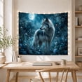 thumbnail image 5 of Grey Wolf Among Moonlit Blue Roses and Daisies, Serene Fantasy for Wildlife Lovers, Floral Forest Art, Housewarming Gift, Tapestry Wall Hanging for Bedroom and Den, 5 of 7