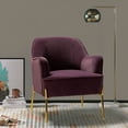 thumbnail image 1 of 14 Karat Home Accent Velvet Chair for Living Room, Upholstered Armchair with Golden Finish, Purple, 1 of 9