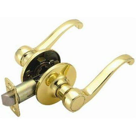 Handle Decorative Brass - Scroll 2-Way Latch Passage Door Handle, Adjustable Backset, Polished Brass Finish