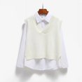 thumbnail image 5 of Suéter de mujer, chaleco con cuello en V, top de punto, nueva moda coreana 2024, jersey de primavera y otoño, jersey liso sin mangas para mujer, 5 of 5