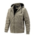 thumbnail image 2 of IROINNID Manteau d'Extérieur pour Hommes Offres Coupe Ample Tactique à Fermeture Éclair Imperméable Coupe-Vent Randonnée Veste à Capuche, Kaki, 2 of 4