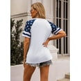 thumbnail image 5 of VILOVE Women American Flag T-Shirt Patriotic Shirts Veteran Shirt Raglan Short Sleeve Stars Stripes Top Tees, 5 of 7