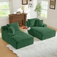 thumbnail image 5 of Muumblus Oversized Double Chaise Lounge Chair, Modern Indoor Boneless Cloud Sofa, Plush Corduroy Upholstered Modural Sectional Sleeper Couch for Living Room Apartment, Dark Green, 5 of 9